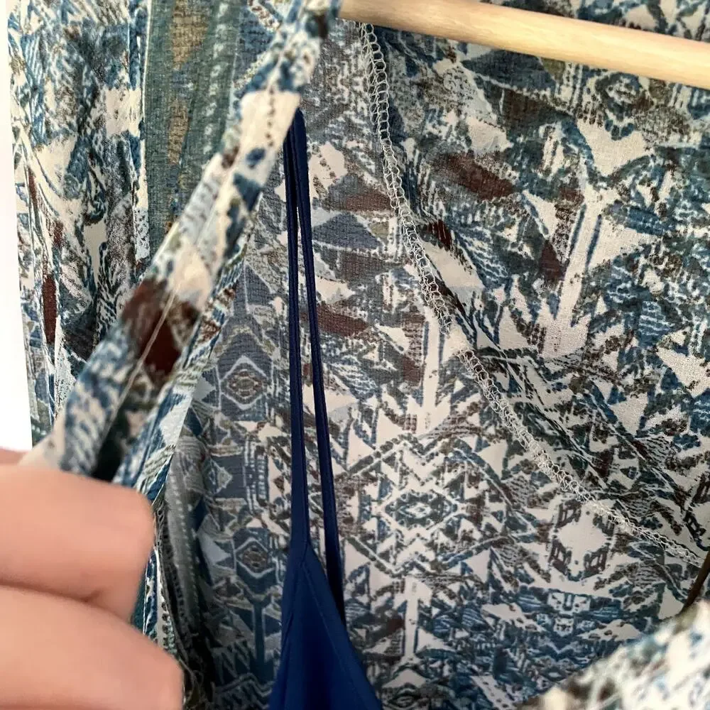One World live and let live women's size 2X‎ flowy boho dress midi long sleeves